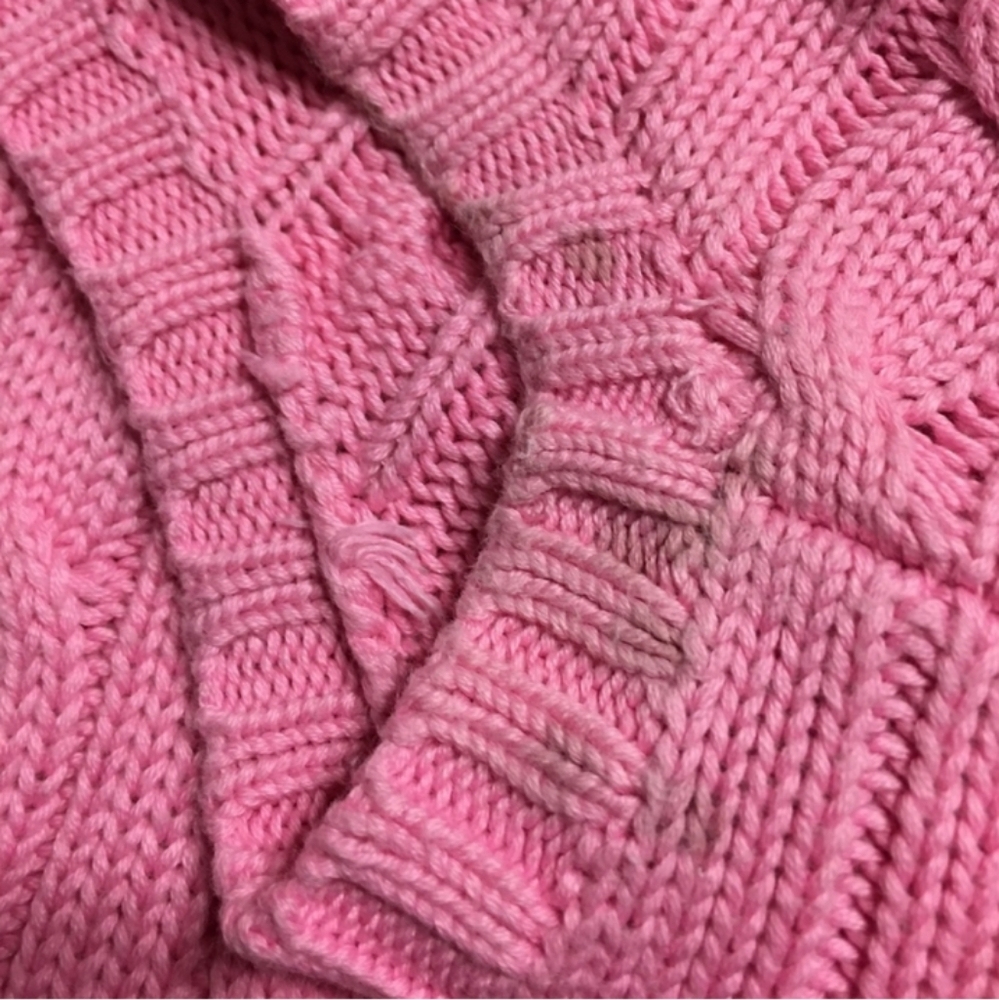 Ralph Lauren Cable Knit Sweater Pink M Crew Neck Long Sleeve Pullover - Picture 8 of 8